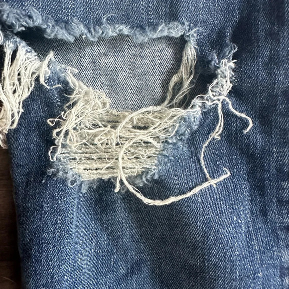 Mumu Blue Distressed Skinny Jeans Raw Hem Jeans Size 24 High Rise - Picture 5 of 7